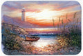 Lighthouse Scene with Boat Cutting Board Tempered Glass Kitchen Cutting Surface, Heat Resistant Chopping, Non-Slip Feet, Food Prep & Serving