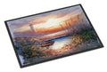 Lighthouse Scene with Boat Doormat Indoor Outdoor 18H X 27W Front Door Mat Rugs for Entryway, Non Slip Washable