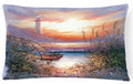 Lighthouse Scene with Boat Decorative Throw Pillow 12x16 Indoor Outdoor Accent Cushion, Fabric Cover with Insert for Sofa, Bed, Porch & Living Room