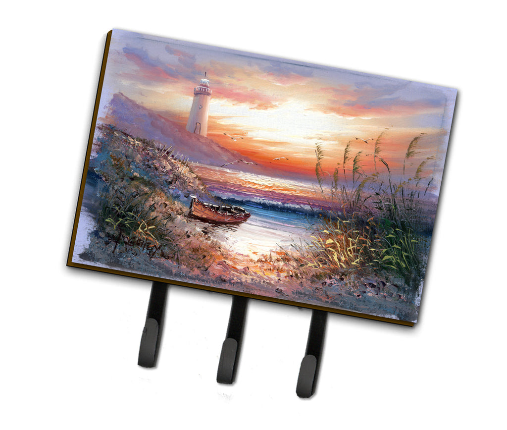 Lighthouse Scene with Boat Leash or Key Holder Wall Hooks, Coat Rack Wall Mount, for Hanging Keys, Towels, Aprons, Leashes