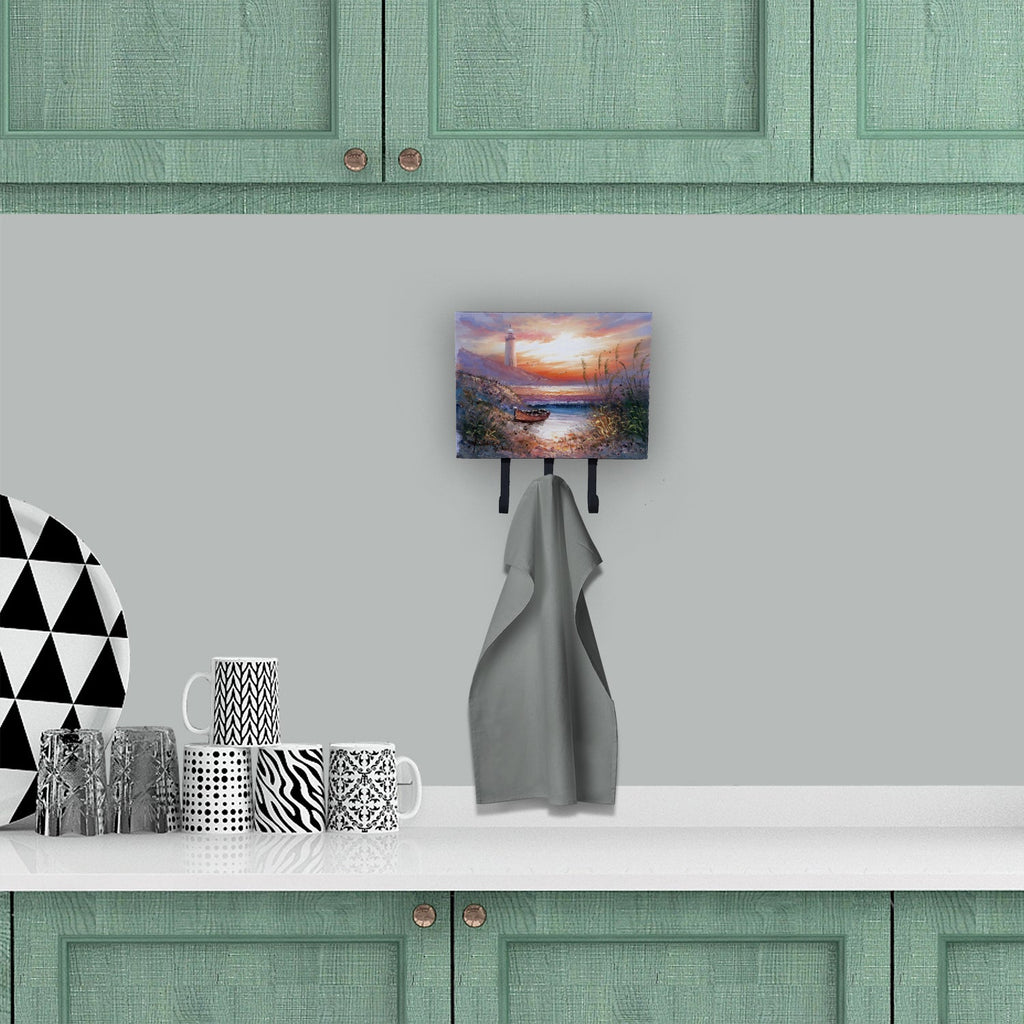 Lighthouse Scene with Boat Leash or Key Holder Wall Hooks, Coat Rack Wall Mount, for Hanging Keys, Towels, Aprons, Leashes
