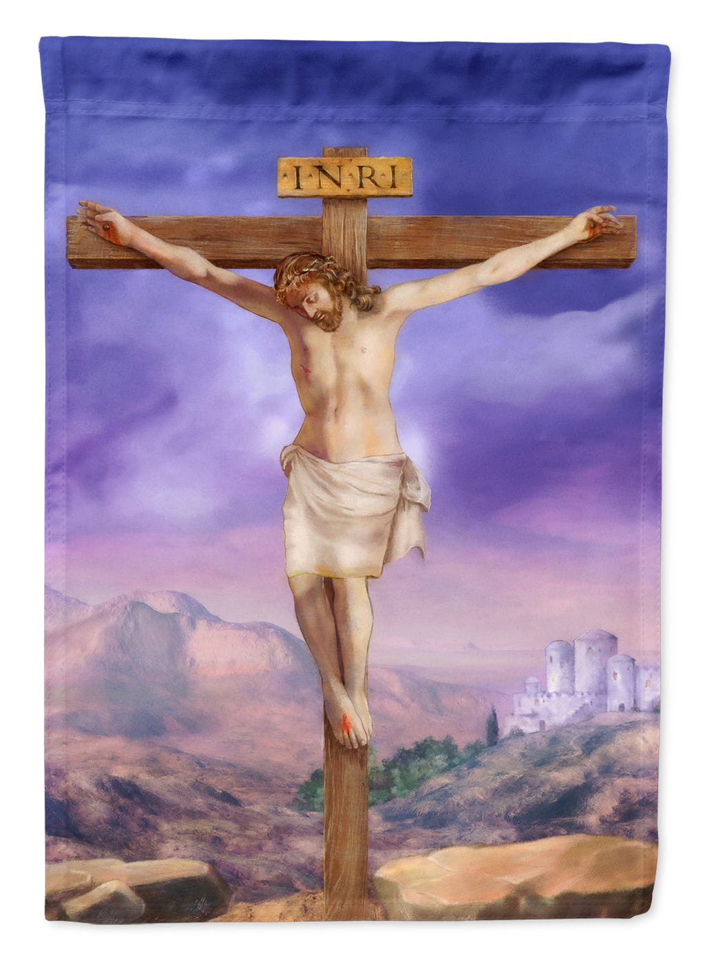 Easter Jesus Crucifixion House Flag 28x40 Porch Sleeve Pole Decorative Outside Yard Banner Artwork Wall Hanging, Polyester