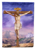 Easter Jesus Crucifixion House Flag 28x40 Porch Sleeve Pole Decorative Outside Yard Banner Artwork Wall Hanging, Polyester
