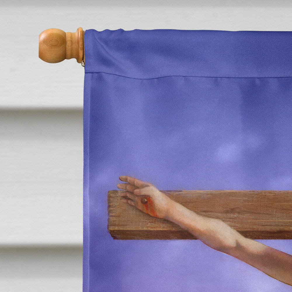 Easter Jesus Crucifixion House Flag 28x40 Porch Sleeve Pole Decorative Outside Yard Banner Artwork Wall Hanging, Polyester