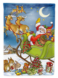 Christmas Santa taking Off House Flag 28x40 Porch Sleeve Pole Decorative Outside Yard Banner Artwork Wall Hanging, Polyester
