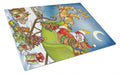 Christmas Santa taking Off Cutting Board Tempered Glass Kitchen Cutting Surface, Heat Resistant Chopping, Non-Slip Feet, Food Prep & Serving
