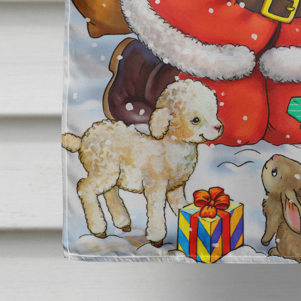 Christmas Santa Forrest Friends House Flag 28x40 Porch Sleeve Pole Decorative Outside Yard Banner Artwork Wall Hanging, Polyester