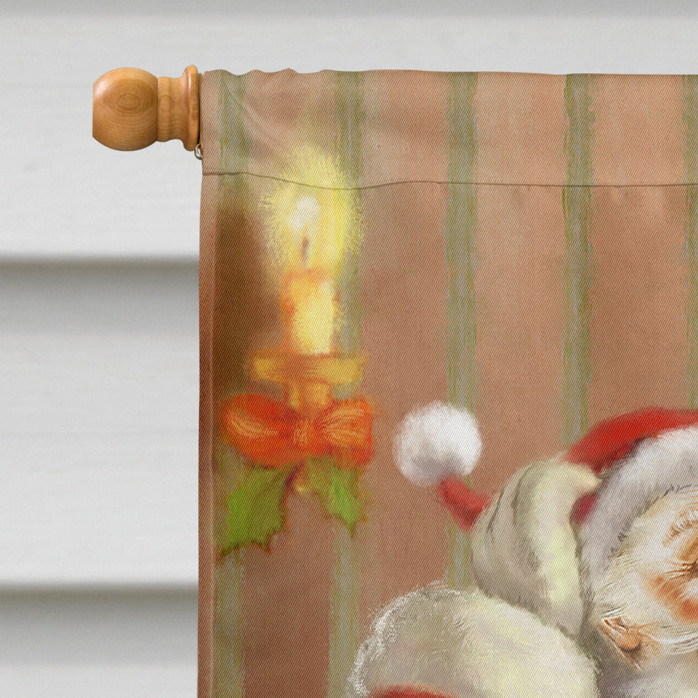 Christmas Santa by the Tree House Flag 28x40 Porch Sleeve Pole Decorative Outside Yard Banner Artwork Wall Hanging, Polyester