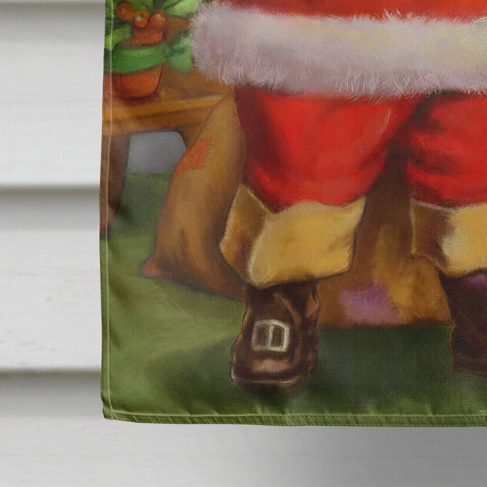 Christmas Santa by the Tree House Flag 28x40 Porch Sleeve Pole Decorative Outside Yard Banner Artwork Wall Hanging, Polyester