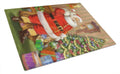 Christmas Santa by the Tree Cutting Board Tempered Glass Kitchen Cutting Surface, Heat Resistant Chopping, Non-Slip Feet, Food Prep & Serving