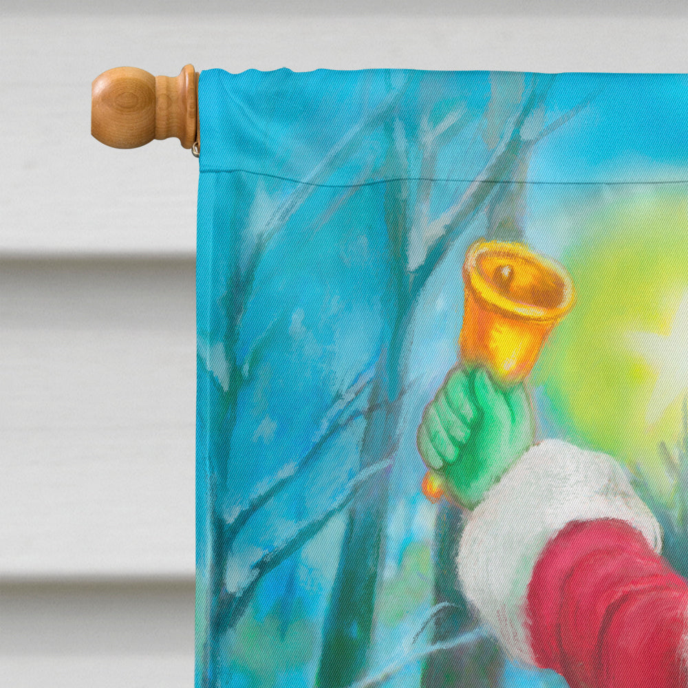 Christmas Santa Rining the Bell House Flag 28x40 Porch Sleeve Pole Decorative Outside Yard Banner Artwork Wall Hanging, Polyester