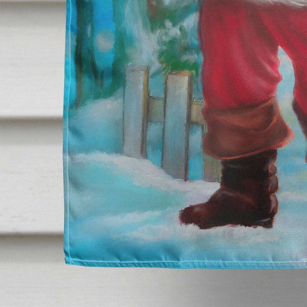 Christmas Santa Rining the Bell House Flag 28x40 Porch Sleeve Pole Decorative Outside Yard Banner Artwork Wall Hanging, Polyester