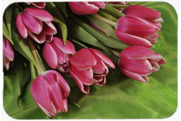 Pink Tulips Cutting Board Tempered Glass Kitchen Cutting Surface, Heat Resistant Chopping, Non-Slip Feet, Food Prep & Serving
