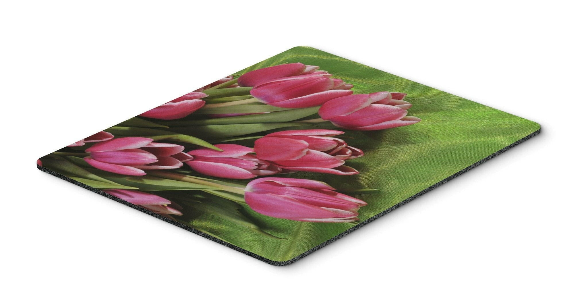 Pink Tulips Mouse Pad, Heat Resistant Trivet Hot Pad , Non Slip Rubber Desk Mat, Kitchen Counter Protector, Home Office Decor Gift