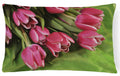 Pink Tulips Decorative Throw Pillow 12x16 Indoor Outdoor Accent Cushion, Fabric Cover with Insert for Sofa, Bed, Porch & Living Room