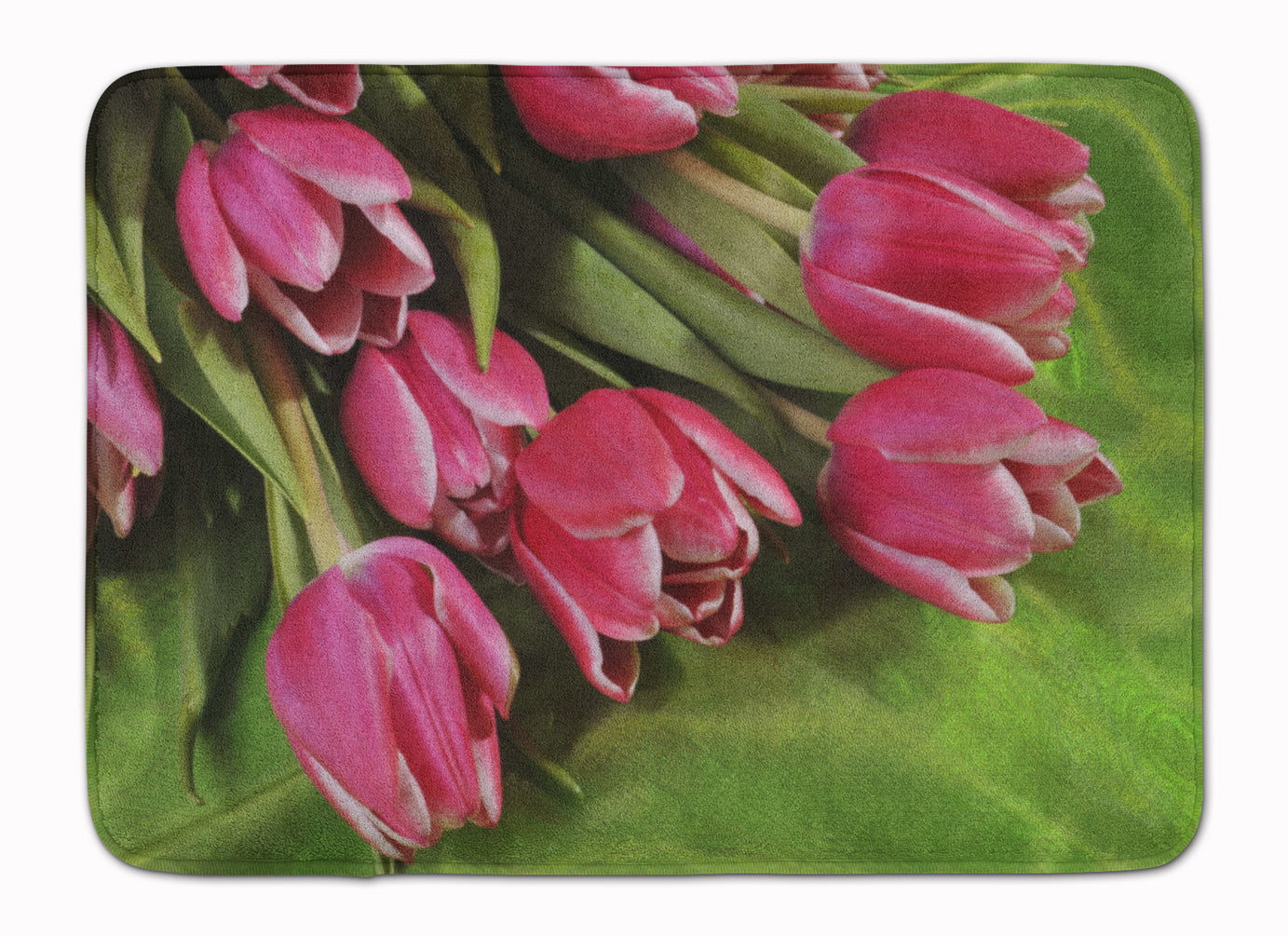 Pink Tulips Memory Foam Kitchen Mat Machine Washable Anti-Fatigue Cushion Comfort Bath or Kitchen Rug
