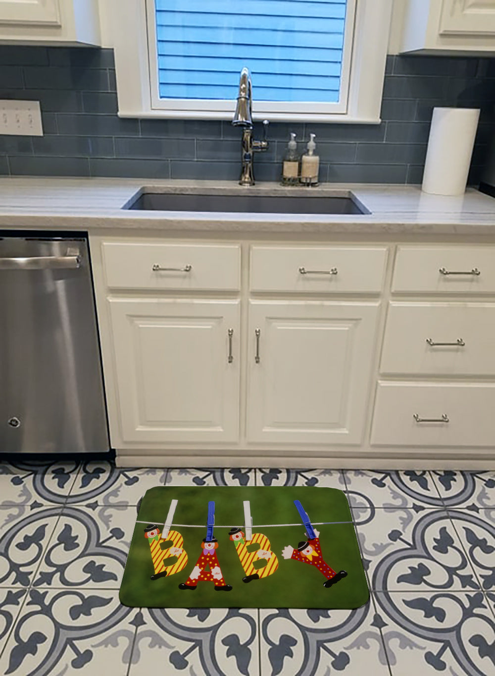 New Baby Clown Clothesline Memory Foam Kitchen Mat Machine Washable Anti-Fatigue Cushion Comfort Bath or Kitchen Rug