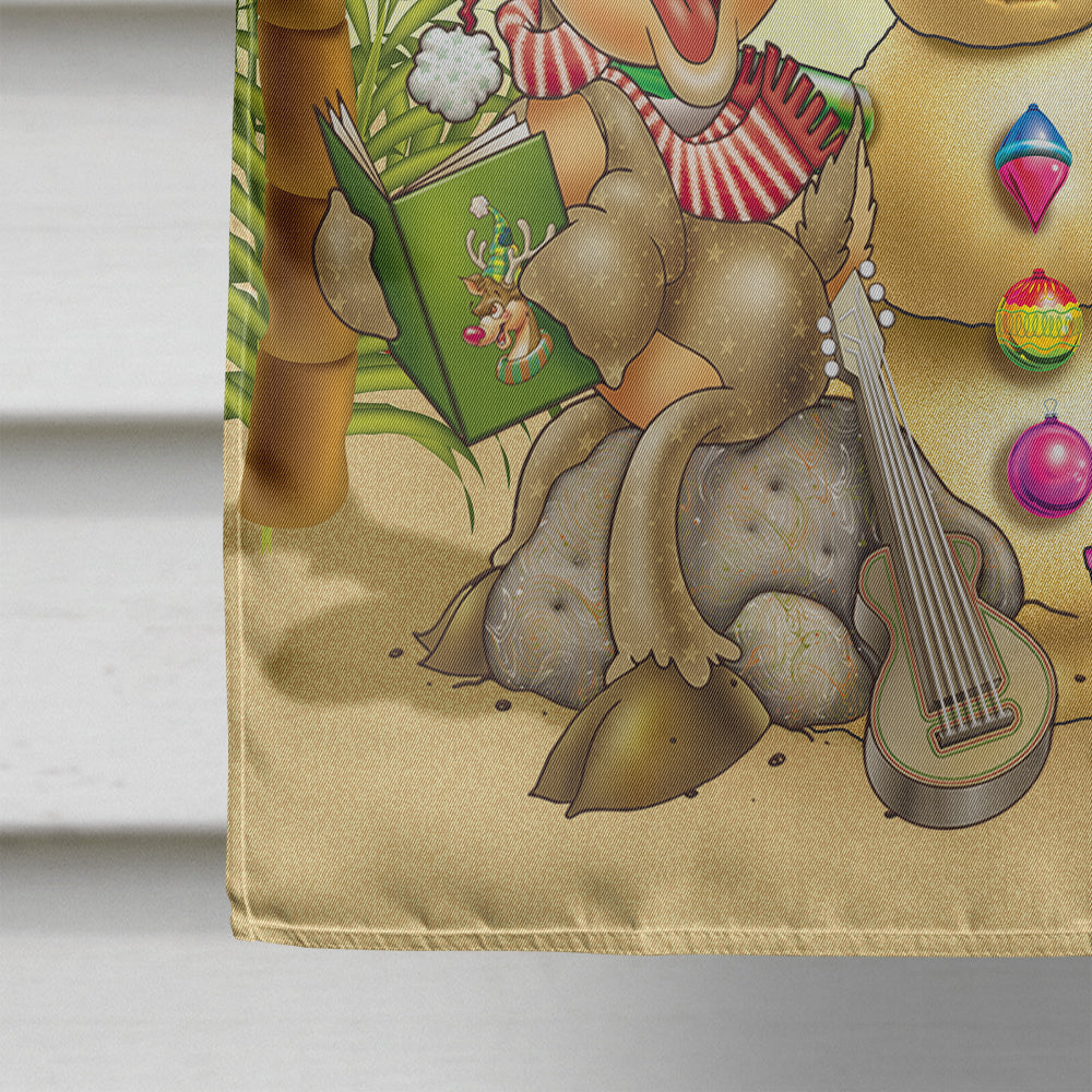Beach Christmas Santa Claus and Sandman House Flag 28x40 Porch Sleeve Pole Decorative Outside Yard Banner Artwork Wall Hanging, Polyester