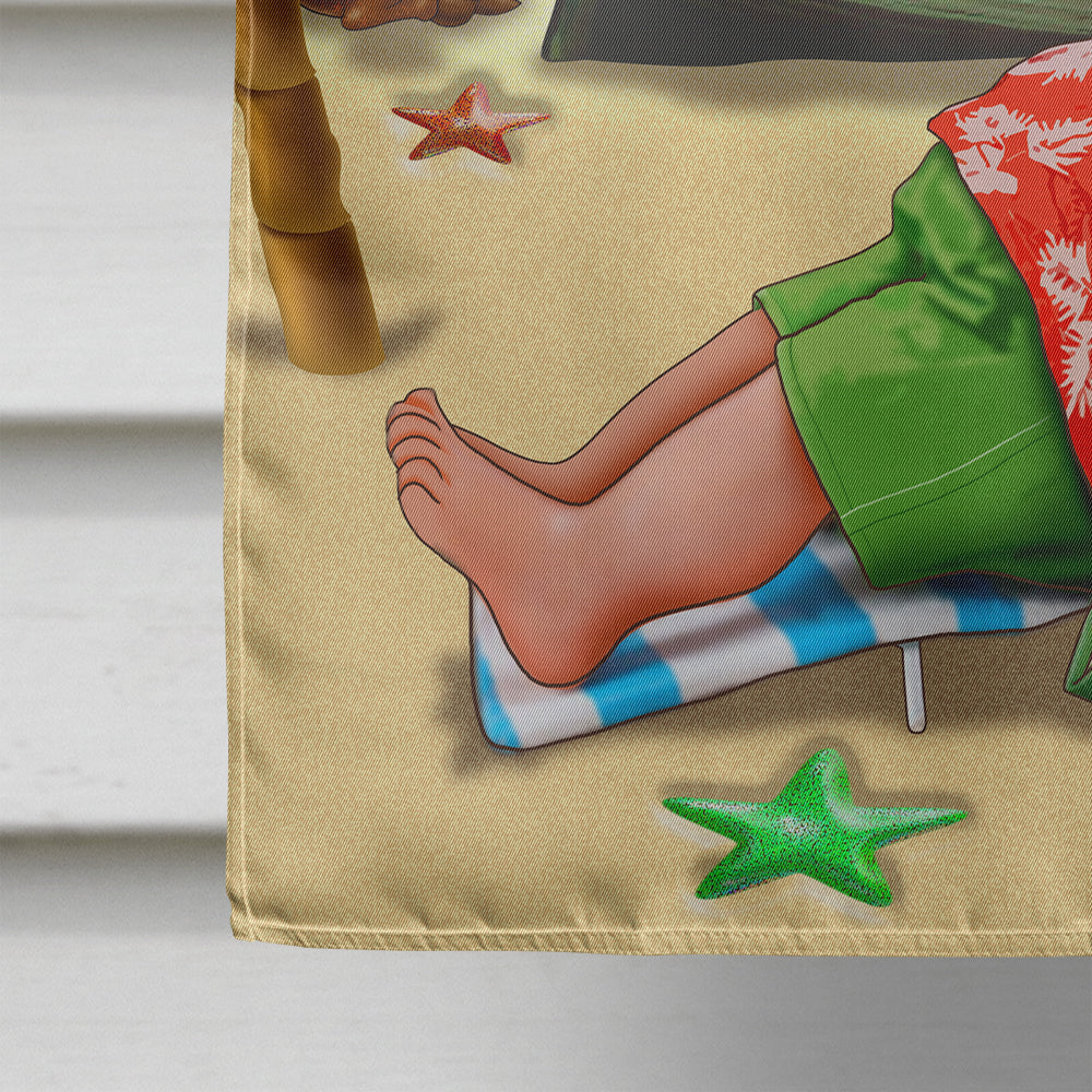 Beach Christmas Santa Claus Napping House Flag 28x40 Porch Sleeve Pole Decorative Outside Yard Banner Artwork Wall Hanging, Polyester