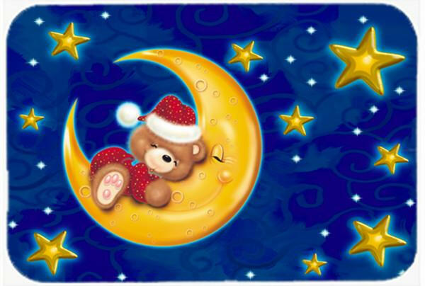 Bear Sleeping in the Moon and Stars Cutting Board Tempered Glass Kitchen Cutting Surface, Heat Resistant Chopping, Non-Slip Feet, Food Prep & Serving