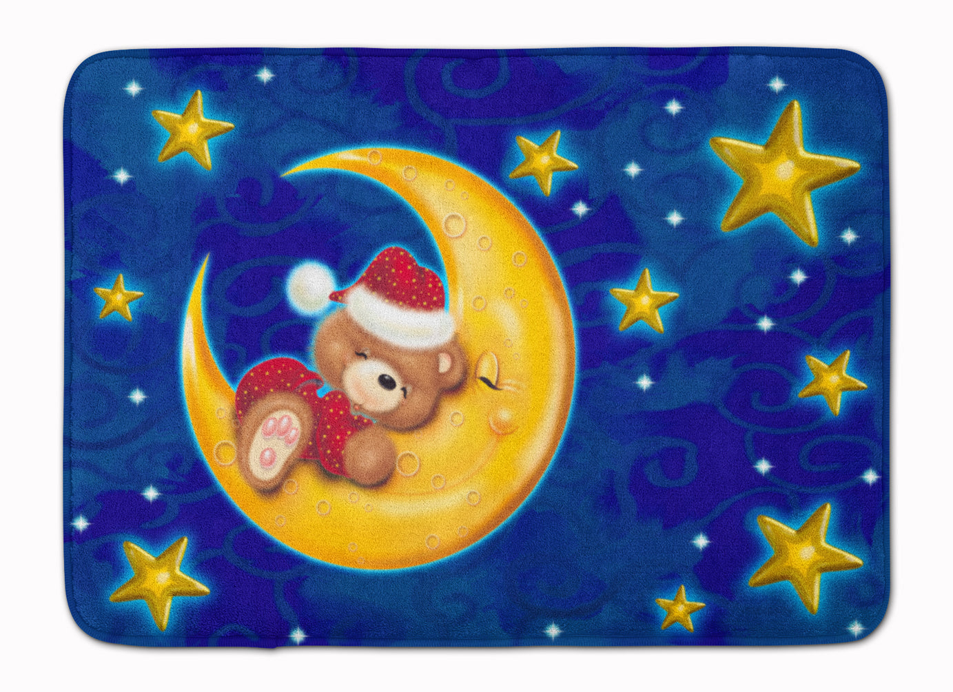 Bear Sleeping in the Moon and Stars Memory Foam Kitchen Mat Machine Washable Anti-Fatigue Cushion Comfort Bath or Kitchen Rug
