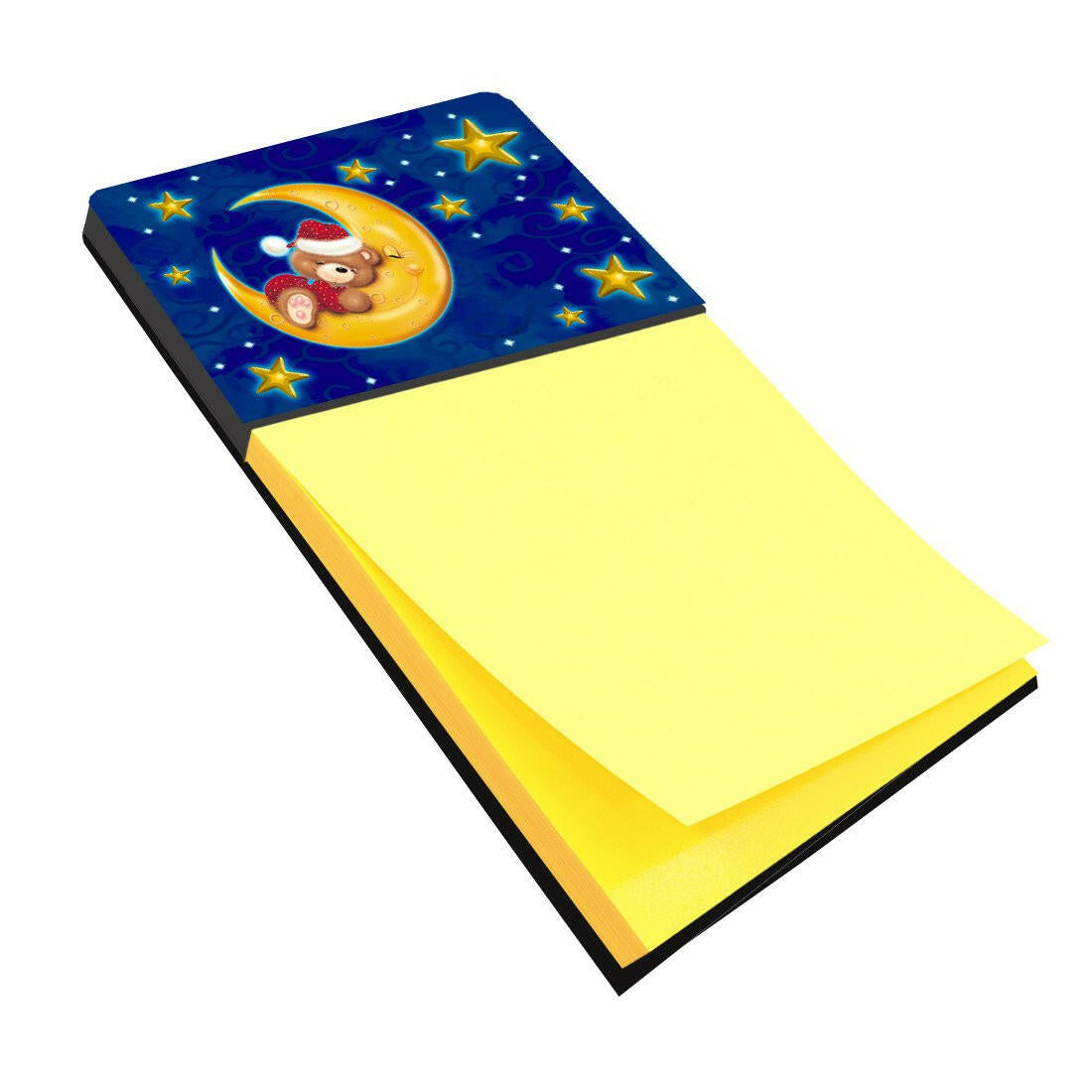 Bear Sleeping in the Moon and Stars Watercolor Sticky Note Holder Refillable Dispenser Desk Accessory 3x3 Pad Gift
