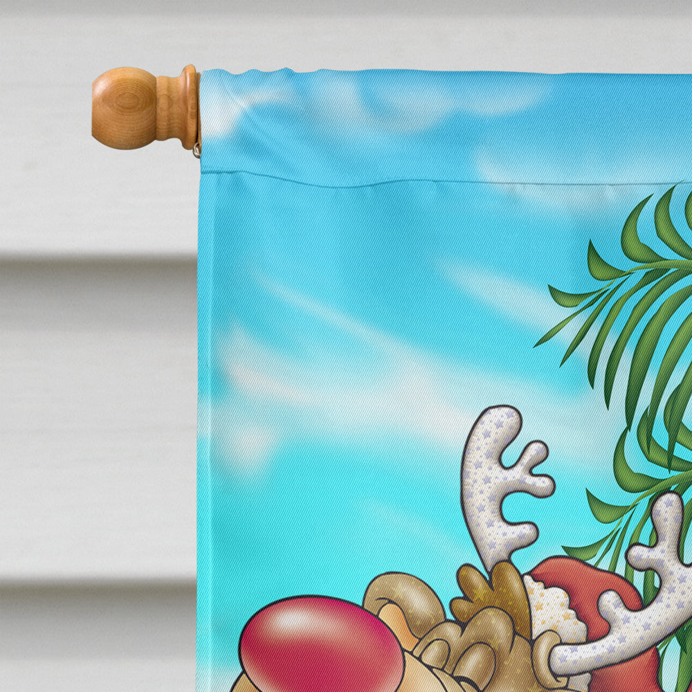 Beach Christmas Santa Claus Island Time House Flag 28x40 Porch Sleeve Pole Decorative Outside Yard Banner Artwork Wall Hanging, Polyester