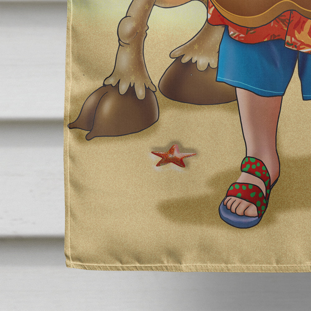 Beach Christmas Santa Claus Island Time House Flag 28x40 Porch Sleeve Pole Decorative Outside Yard Banner Artwork Wall Hanging, Polyester