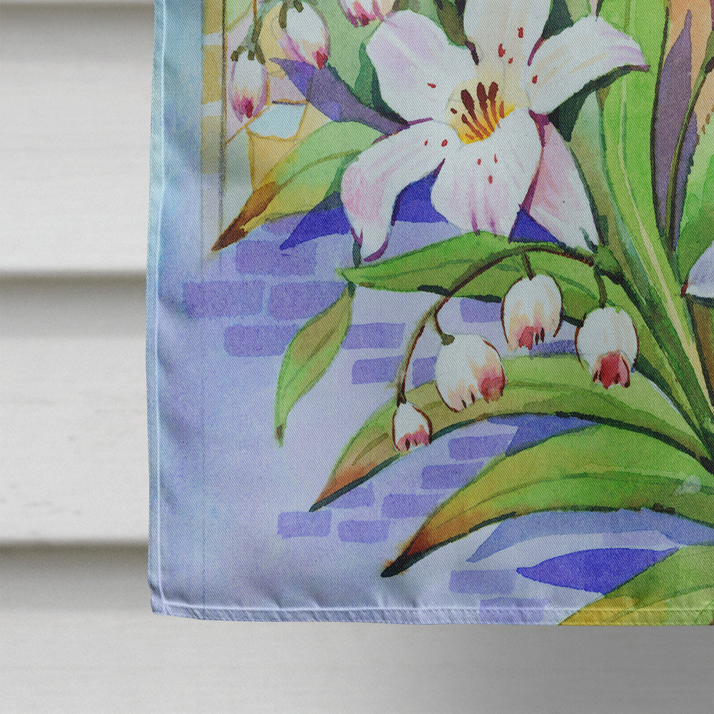 Easter Cross and Bible in Stain Glass Window House Flag 28x40 Porch Sleeve Pole Decorative Outside Yard Banner Artwork Wall Hanging, Polyester
