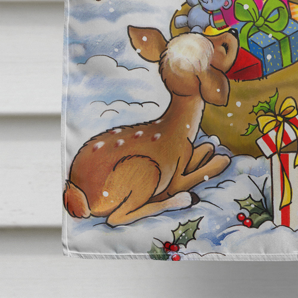 Christmas Santa Claus handing out presents House Flag 28x40 Porch Sleeve Pole Decorative Outside Yard Banner Artwork Wall Hanging, Polyester