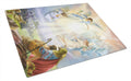 The Shepherds and Angels Appearing Cutting Board Tempered Glass Kitchen Cutting Surface, Heat Resistant Chopping, Non-Slip Feet, Food Prep & Serving