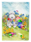 Easter Bunny and Eggs House Flag 28x40 Porch Sleeve Pole Decorative Outside Yard Banner Artwork Wall Hanging, Polyester