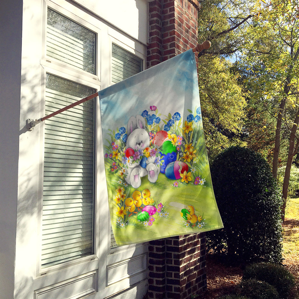 Easter Bunny and Eggs House Flag 28x40 Porch Sleeve Pole Decorative Outside Yard Banner Artwork Wall Hanging, Polyester