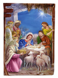 The Wise Men at the Nativity Christmas House Flag 28x40 Porch Sleeve Pole Decorative Outside Yard Banner Artwork Wall Hanging, Polyester