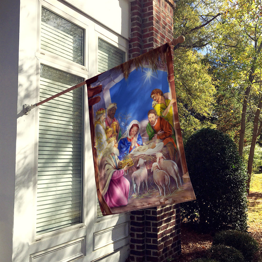 The Wise Men at the Nativity Christmas House Flag 28x40 Porch Sleeve Pole Decorative Outside Yard Banner Artwork Wall Hanging, Polyester