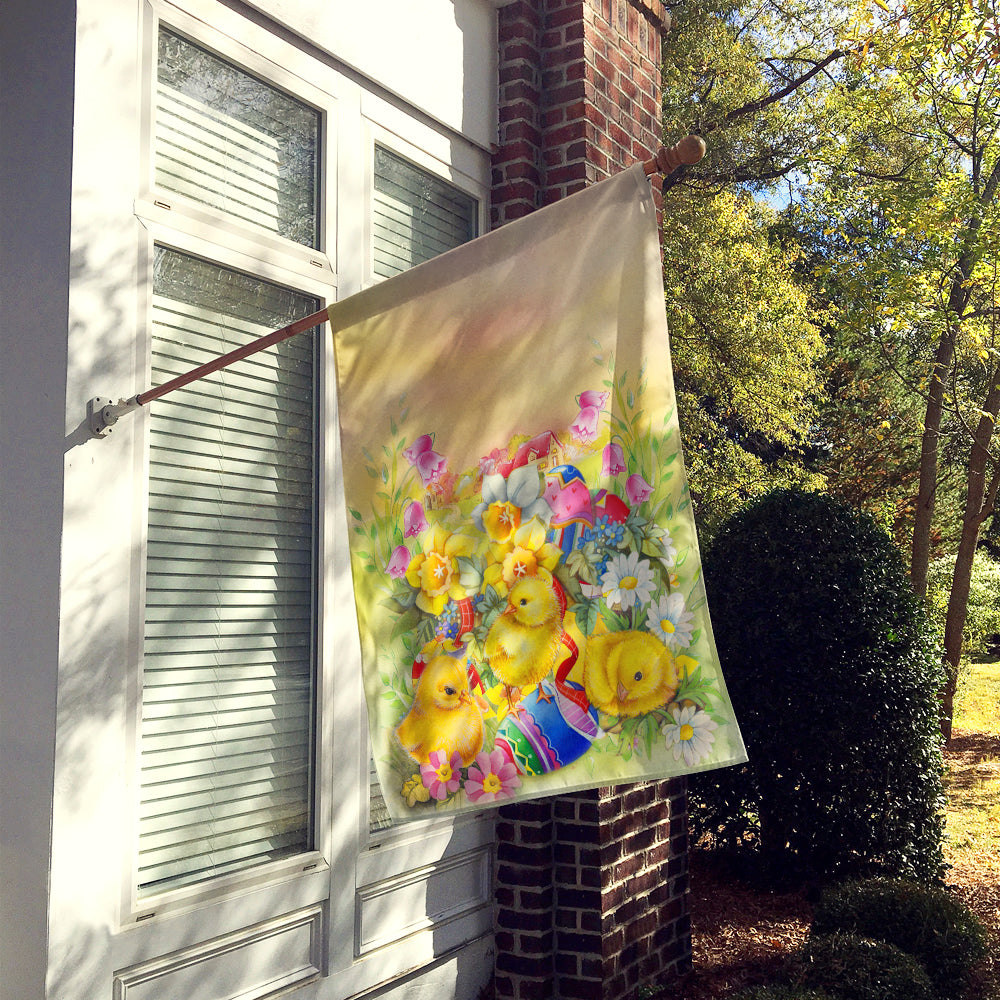 Easter Chicks and Eggs House Flag 28x40 Porch Sleeve Pole Decorative Outside Yard Banner Artwork Wall Hanging, Polyester