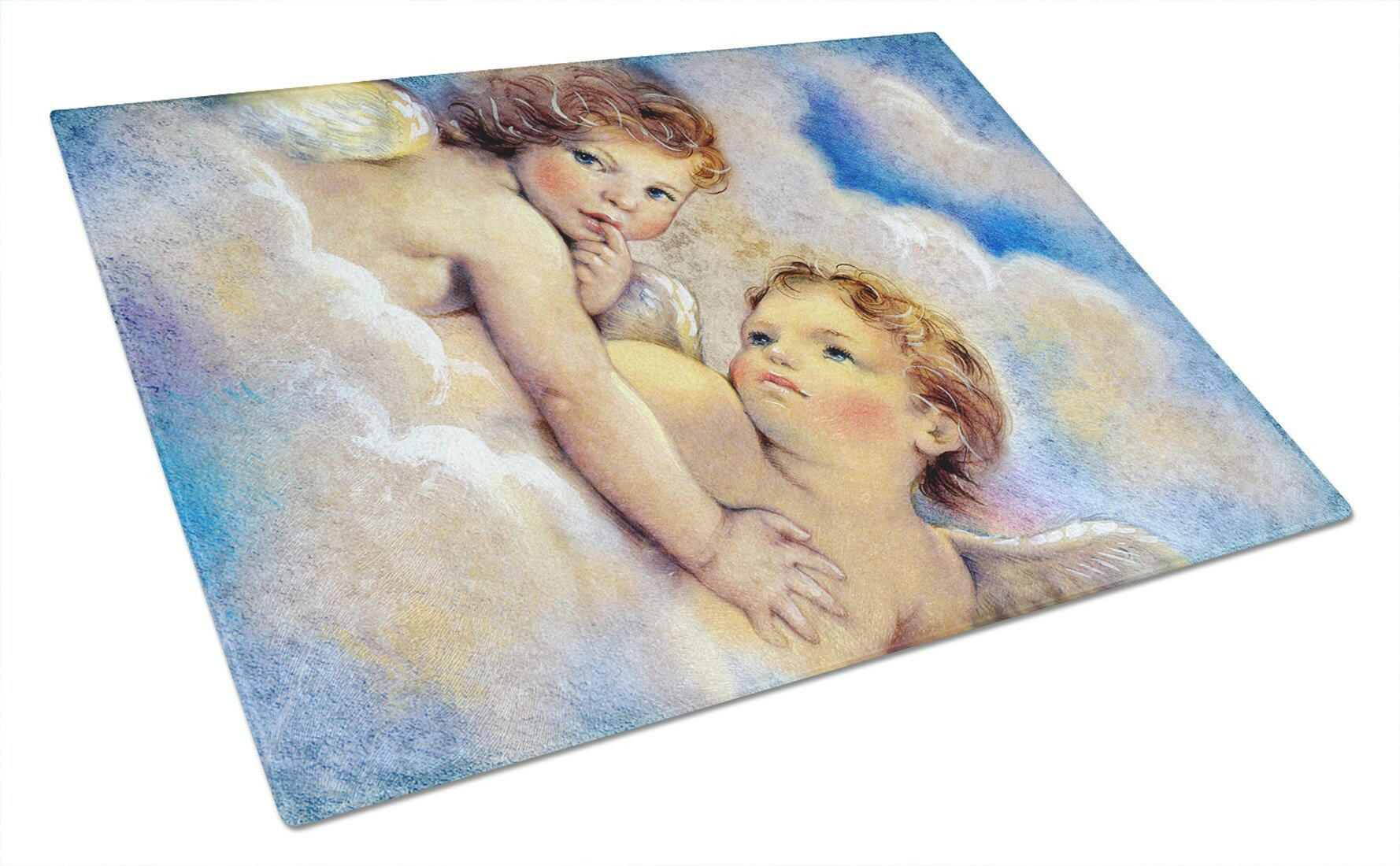 Angels Cutting Board Tempered Glass Kitchen Cutting Surface, Heat Resistant Chopping, Non-Slip Feet, Food Prep & Serving