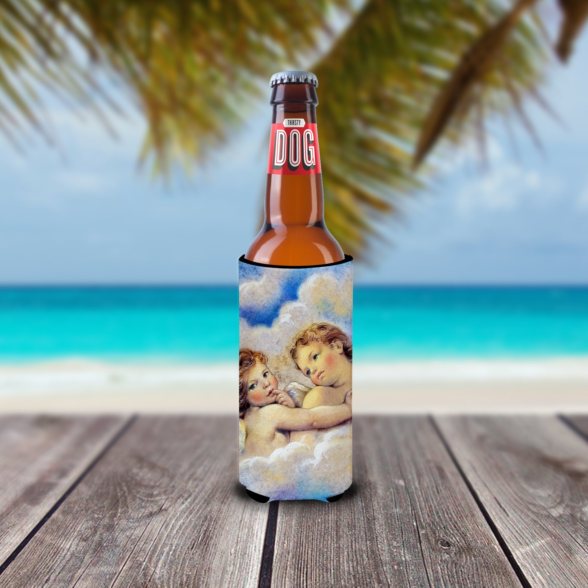 Angels Slim Can Hugger , Insulated Foam Hugger for 12 oz Slim Cans, Beer Bottles & Water Bottles, Printed in USA