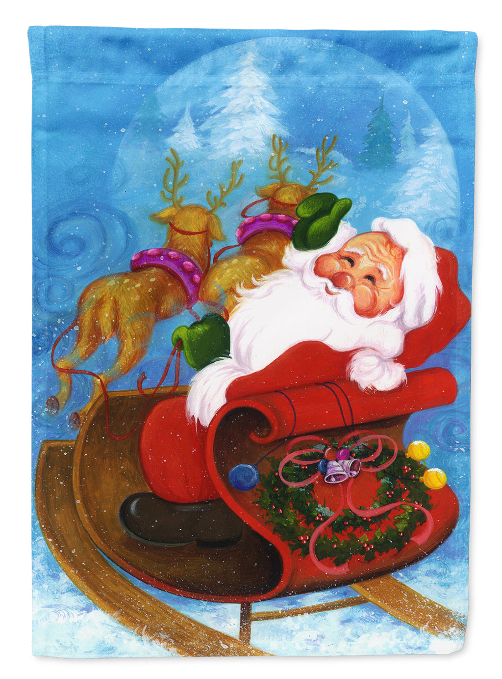 Christmas Santa Claus Good Night House Flag 28x40 Porch Sleeve Pole Decorative Outside Yard Banner Artwork Wall Hanging, Polyester