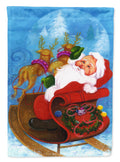 Christmas Santa Claus Good Night House Flag 28x40 Porch Sleeve Pole Decorative Outside Yard Banner Artwork Wall Hanging, Polyester