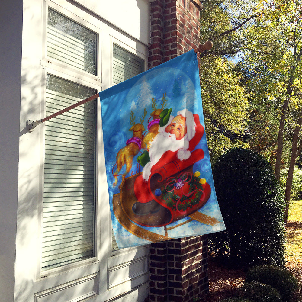 Christmas Santa Claus Good Night House Flag 28x40 Porch Sleeve Pole Decorative Outside Yard Banner Artwork Wall Hanging, Polyester