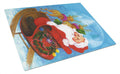 Christmas Santa Claus Good Night Cutting Board Tempered Glass Kitchen Cutting Surface, Heat Resistant Chopping, Non-Slip Feet, Food Prep & Serving
