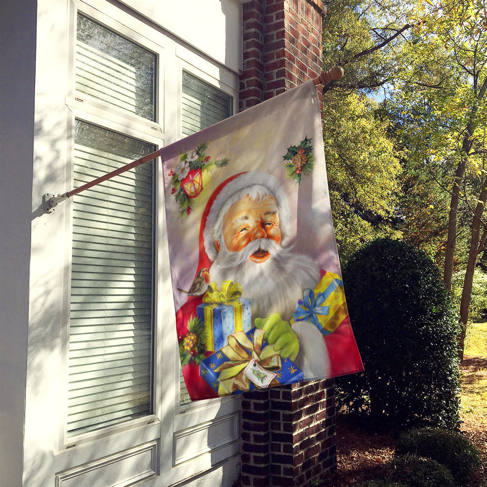 Christmas Santa Claus Presents House Flag 28x40 Porch Sleeve Pole Decorative Outside Yard Banner Artwork Wall Hanging, Polyester