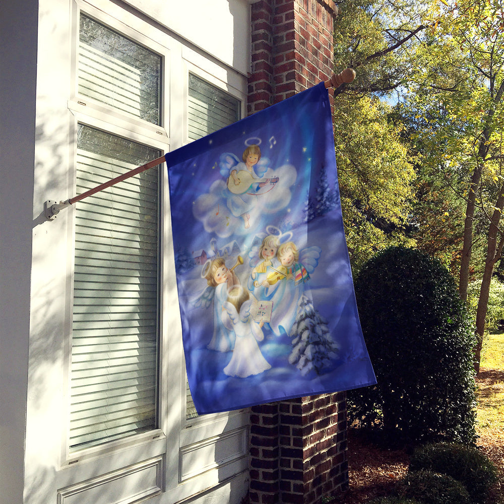 Angels around the Tree House Flag 28x40 Porch Sleeve Pole Decorative Outside Yard Banner Artwork Wall Hanging, Polyester