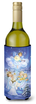 Angels around the Tree Wine Bottle Hugger Gift Sleeve for Standard 750 ml Bottles, Insulated Reusable Also Fits Mini Shot & Pint Bottles