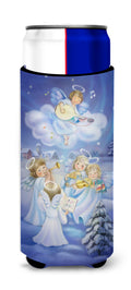 Angels around the Tree Slim Can Hugger , Insulated Foam Hugger for 12 oz Slim Cans, Beer Bottles & Water Bottles, Printed in USA