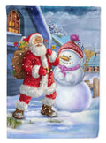 Christmas Santa Claus and Snowman House Flag 28x40 Porch Sleeve Pole Decorative Outside Yard Banner Artwork Wall Hanging, Polyester