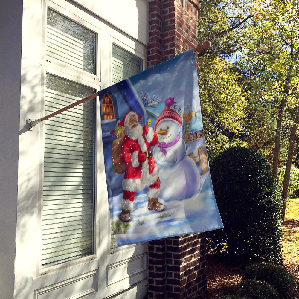 Christmas Santa Claus and Snowman House Flag 28x40 Porch Sleeve Pole Decorative Outside Yard Banner Artwork Wall Hanging, Polyester