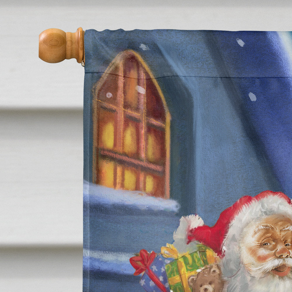 Christmas Santa Claus and Snowman House Flag 28x40 Porch Sleeve Pole Decorative Outside Yard Banner Artwork Wall Hanging, Polyester