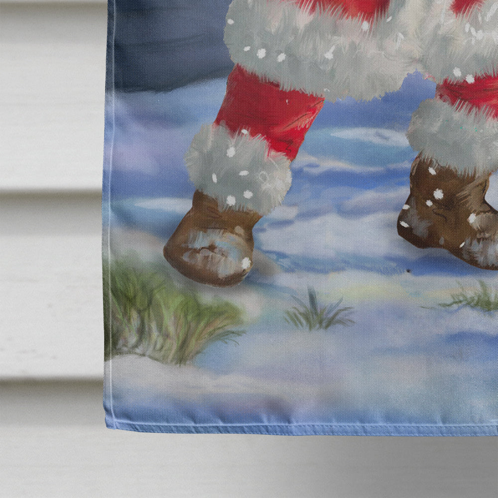 Christmas Santa Claus and Snowman House Flag 28x40 Porch Sleeve Pole Decorative Outside Yard Banner Artwork Wall Hanging, Polyester